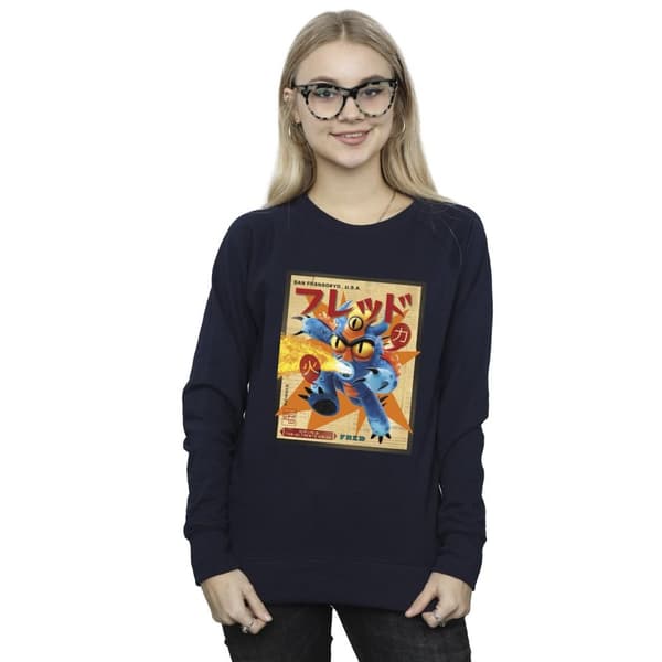 Disney Womens/Ladies Big Hero 6 Baymax Fred Newspaper Sweatshirt