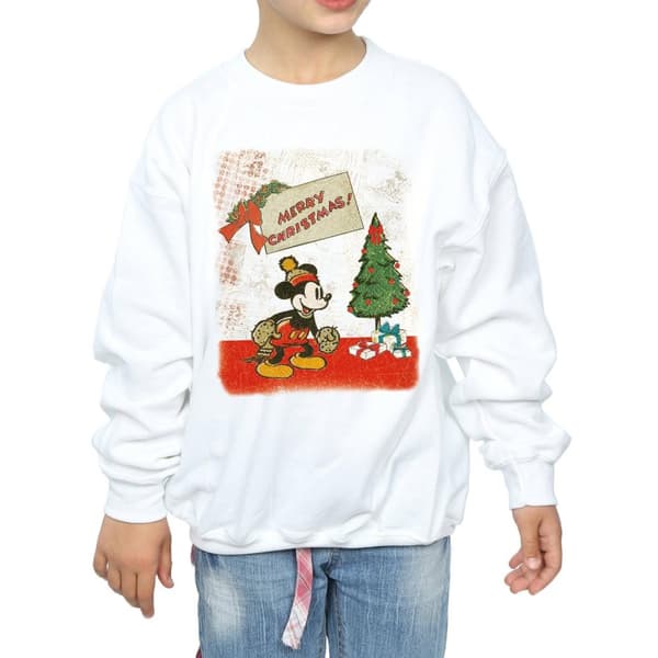 Disney Girls Mickey Mouse Vintage Christmas Sweatshirt