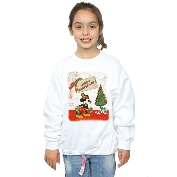 Disney Girls Mickey Mouse Vintage Christmas Sweatshirt