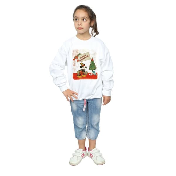 Disney Girls Mickey Mouse Vintage Christmas Sweatshirt
