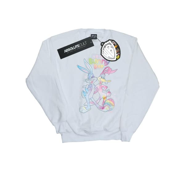 Looney Tunes Boys Bugs And Daffy Happy Bunny Day Sweatshirt White 5-6 Years