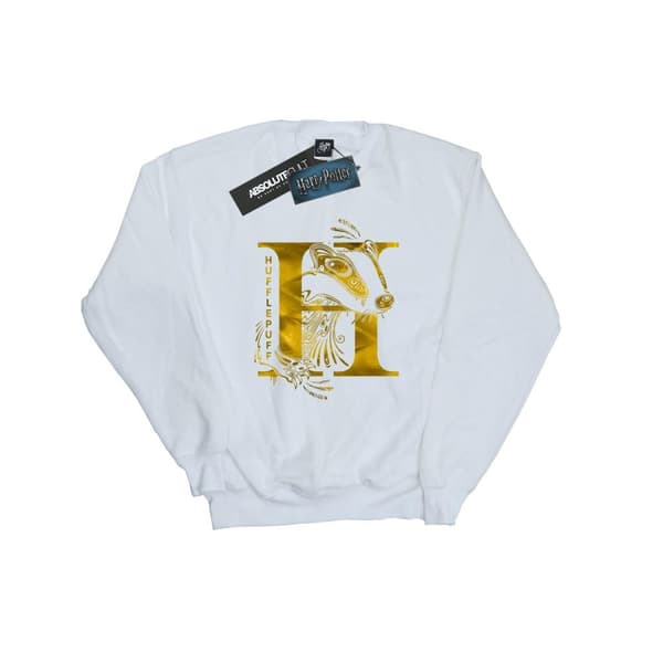Harry Potter Girls Hufflepuff Badger Sweatshirt White 12-13 Years