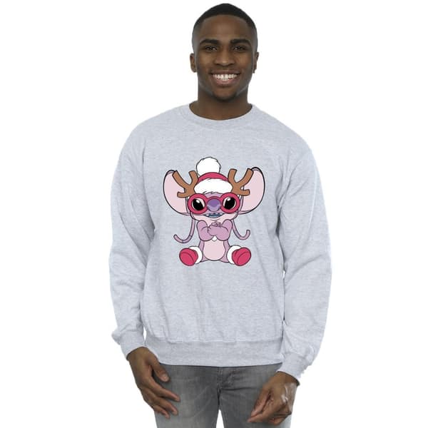 Disney Mens Lilo & Stitch Angel Reindeer Sweatshirt