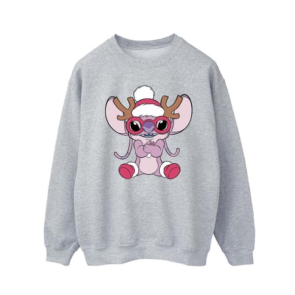 Disney Mens Lilo & Stitch Angel Reindeer Sweatshirt