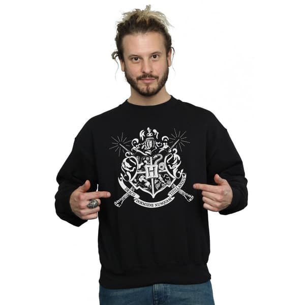 Harry Potter Mens Hogwarts Badge Wands Sweatshirt