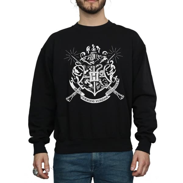 Harry Potter Mens Hogwarts Badge Wands Sweatshirt