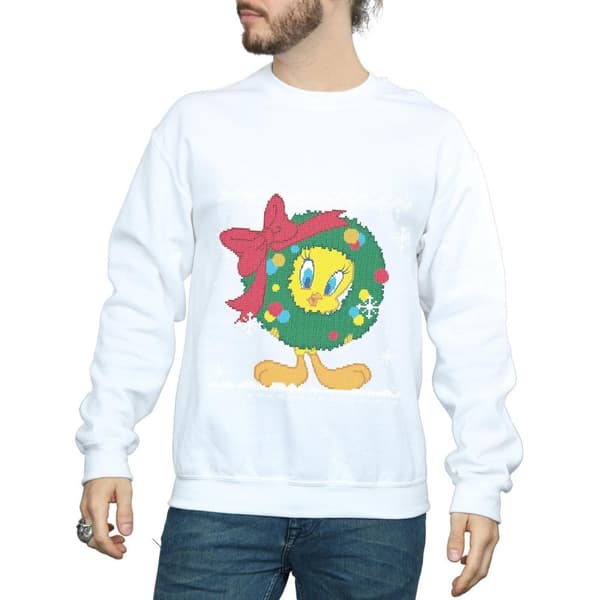 Looney Tunes Mens Tweety Pie Christmas Fair Isle Sweatshirt