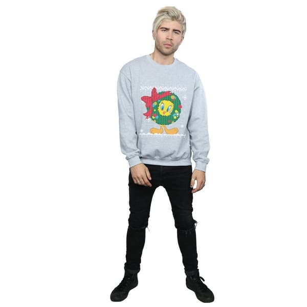 Looney Tunes Mens Tweety Pie Christmas Fair Isle Sweatshirt