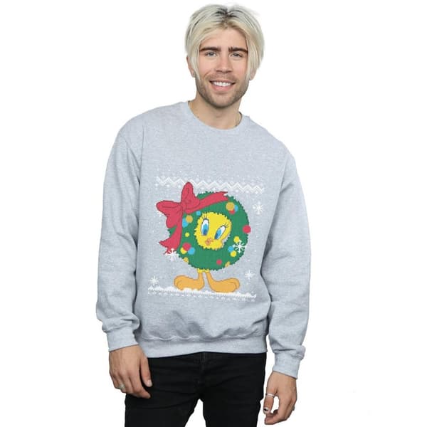 Looney Tunes Mens Tweety Pie Christmas Fair Isle Sweatshirt