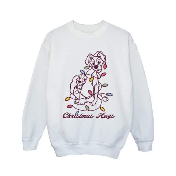 Disney Girls Lady And The Trump Christmas Hugs Sweatshirt White 3-4 Years