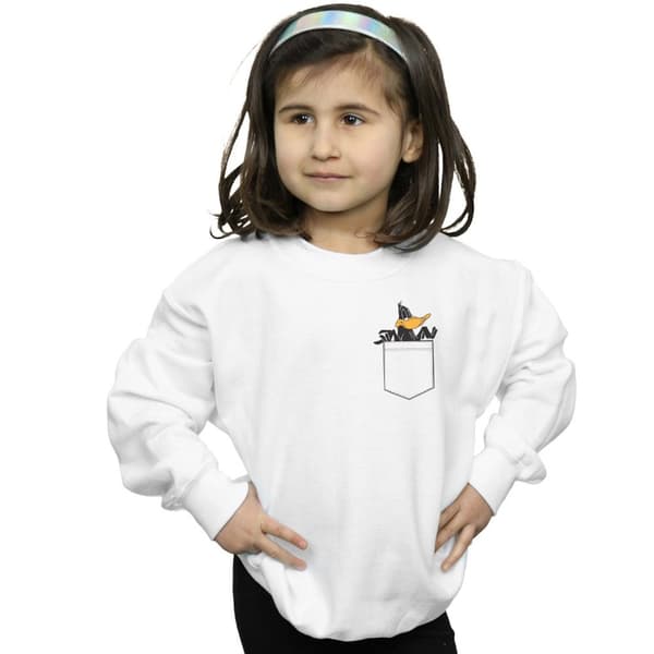 Looney Tunes Girls Daffy Duck Faux Pocket Sweatshirt