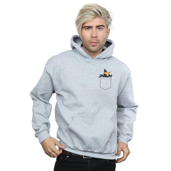 Looney Tunes Mens Daffy Duck Faux Pocket Hoodie