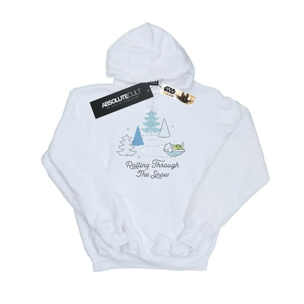 Star Wars Mens The Mandalorian Rolling Through The Snow Hoodie White XXL