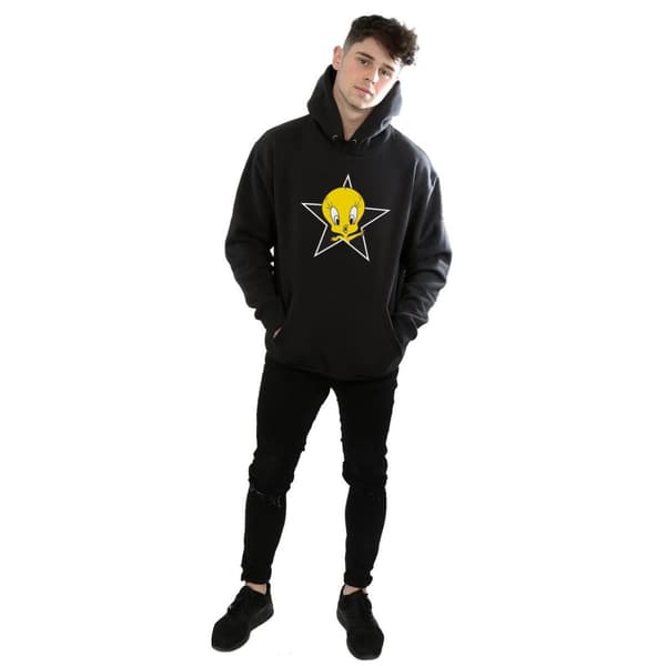 Looney Tunes Mens Tweety Pie Star Hoodie