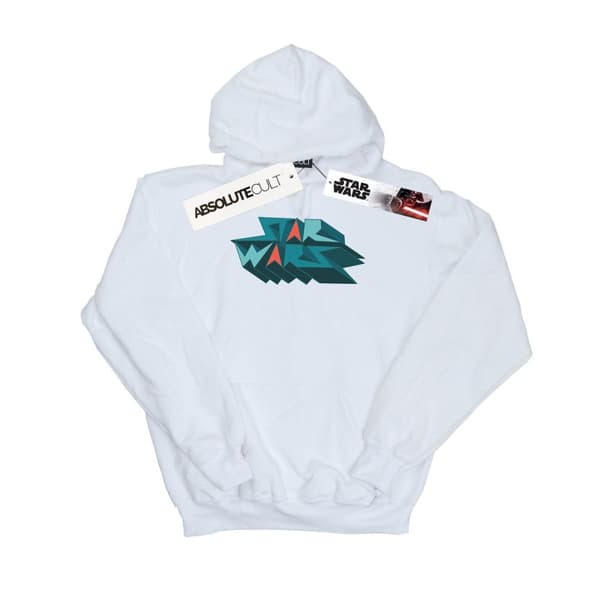 Star Wars Mens Edgy Block Logo Hoodie White XXL