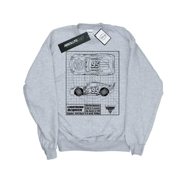Disney Cars Lightning McQueen Blueprint-tröja för flickor Sports Grey 7-8 Years