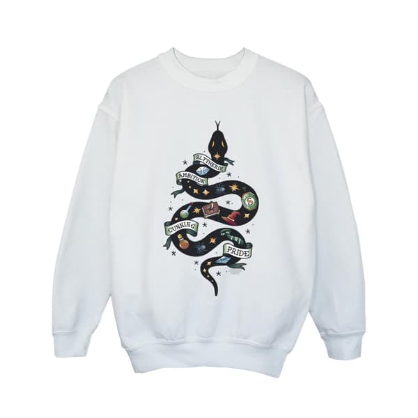 Harry Potter Slytherin Sketch Sweatshirt för flickor White 9-11 Years