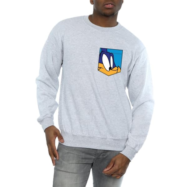 Looney Tunes Mens Road Runner Face Faux Pocket Sweatshirt