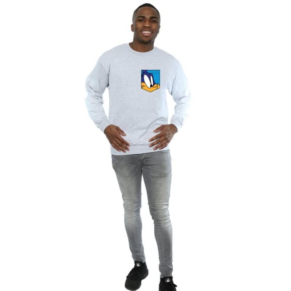 Looney Tunes Mens Road Runner Face Faux Pocket Sweatshirt