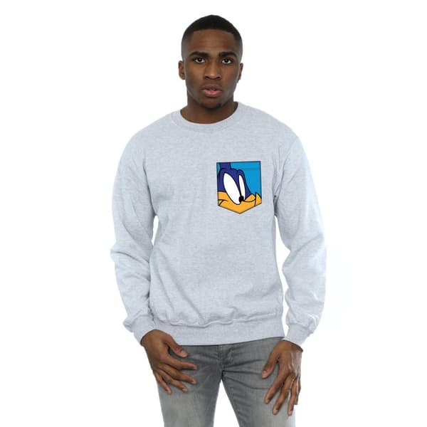 Looney Tunes Mens Road Runner Face Faux Pocket Sweatshirt