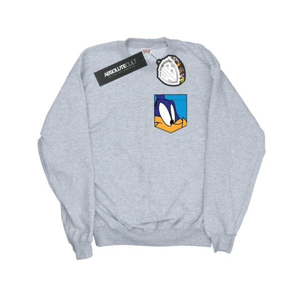 Looney Tunes Mens Road Runner Face Faux Pocket Sweatshirt Sports Grey M