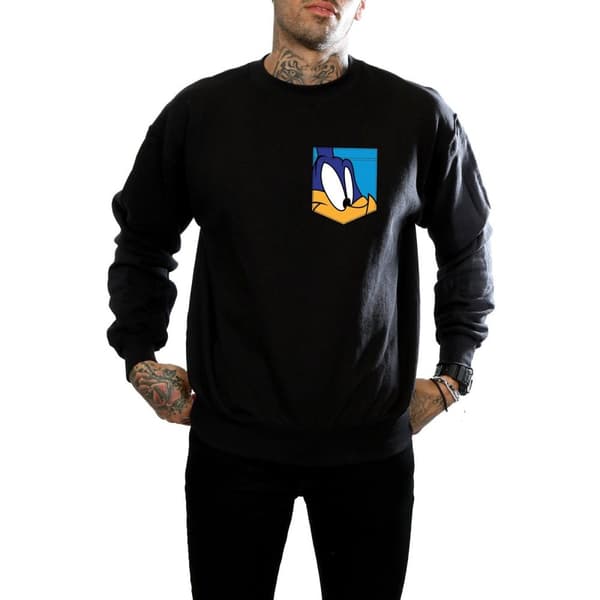 Looney Tunes Mens Road Runner Face Faux Pocket Sweatshirt