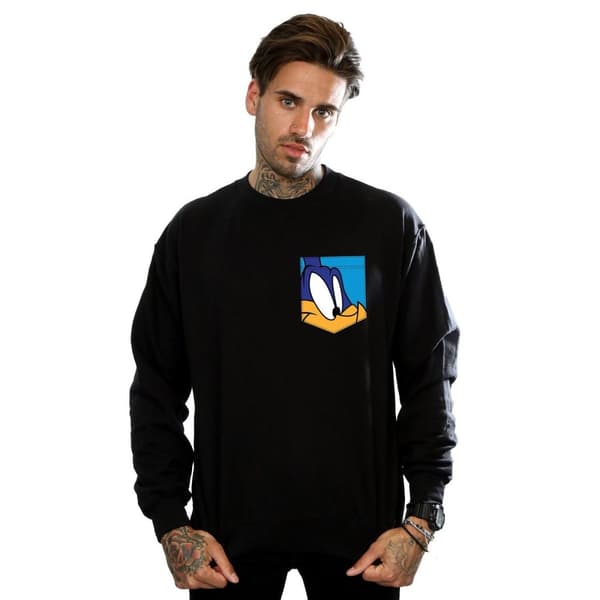 Looney Tunes Mens Road Runner Face Faux Pocket Sweatshirt