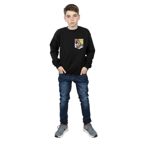 Looney Tunes Boys Lola Bunny Face Faux Pocket Sweatshirt