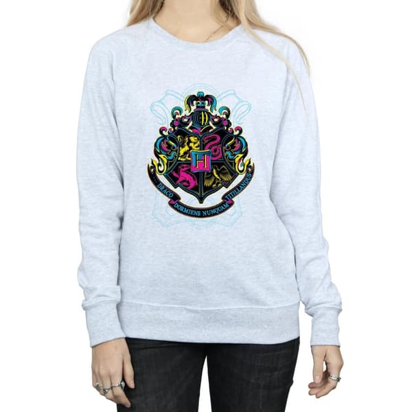 Harry Potter Womens/Ladies Neon Hogwarts Crest Sweatshirt