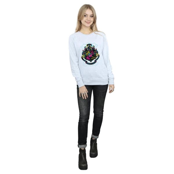 Harry Potter Womens/Ladies Neon Hogwarts Crest Sweatshirt