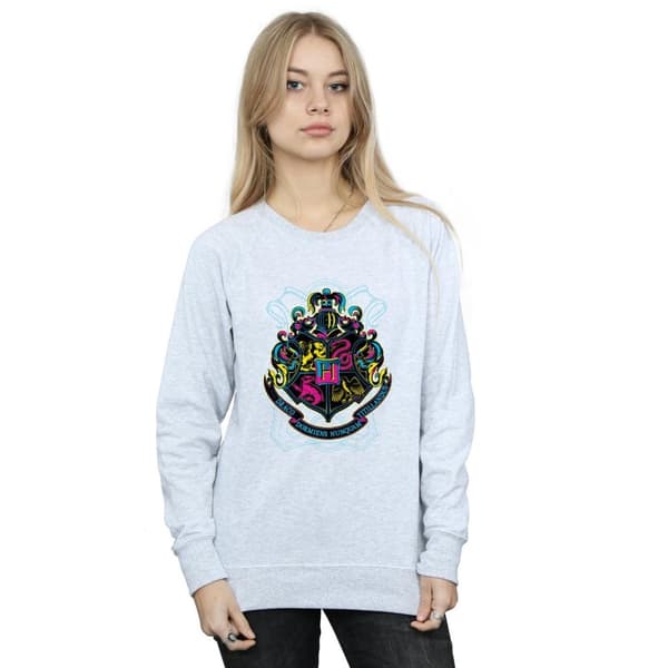 Harry Potter Womens/Ladies Neon Hogwarts Crest Sweatshirt