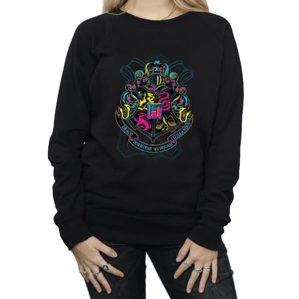 Harry Potter Neon Hogwarts Crest Sweatshirt för kvinnor/damer