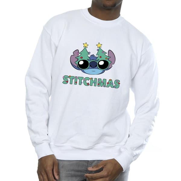 Disney Mens Lilo & Stitch Stitchmas Glasses Sweatshirt