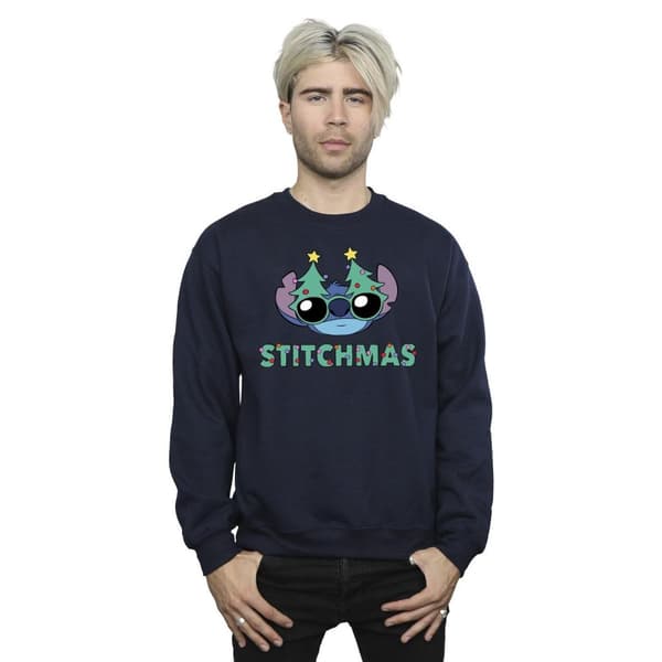 Disney Mens Lilo & Stitch Stitchmas Glasses Sweatshirt