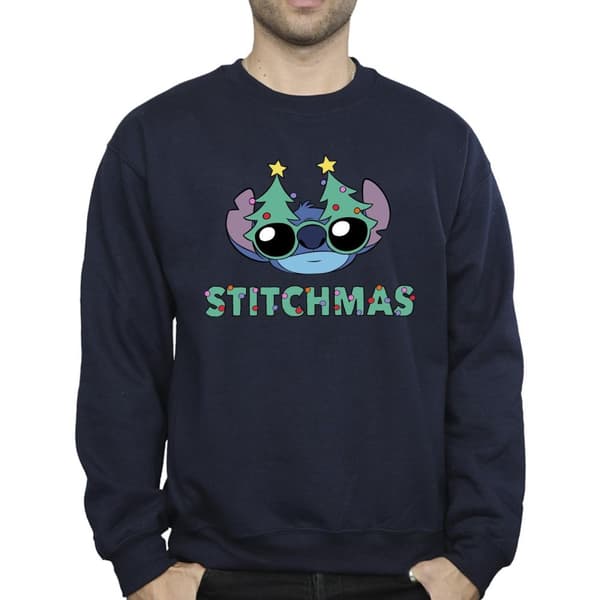 Disney Mens Lilo & Stitch Stitchmas Glasses Sweatshirt
