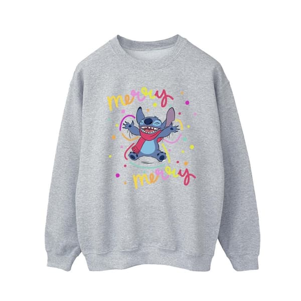 Disney Mens Lilo & Stitch Merry Rainbow Sweatshirt