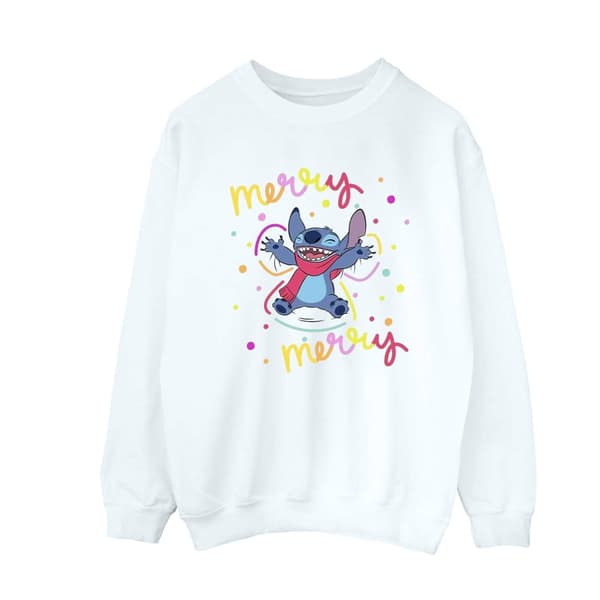 Disney Mens Lilo & Stitch Merry Rainbow Sweatshirt