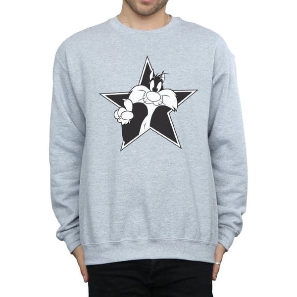 Looney Tunes Mens Sylvester Mono Star Sweatshirt