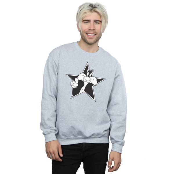Looney Tunes Mens Sylvester Mono Star Sweatshirt