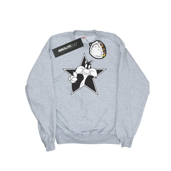 Looney Tunes Mens Sylvester Mono Star Sweatshirt