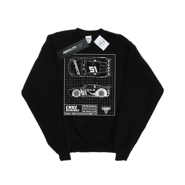 Disney Boys Cars Cruz Ramirez Blueprint Sweatshirt Black 12-13 Years