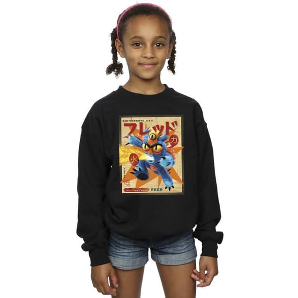 Disney Girls Big Hero 6 Baymax Fred Newspaper Sweatshirt