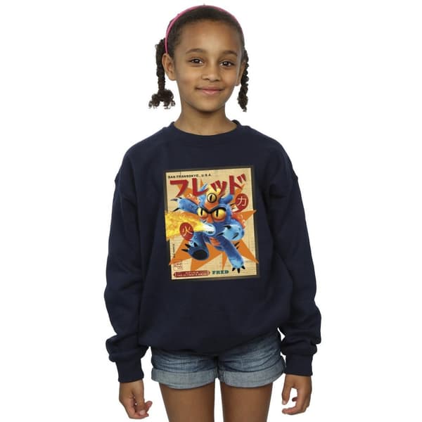 Disney Girls Big Hero 6 Baymax Fred Newspaper Sweatshirt