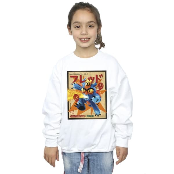 Disney Girls Big Hero 6 Baymax Fred Newspaper Sweatshirt