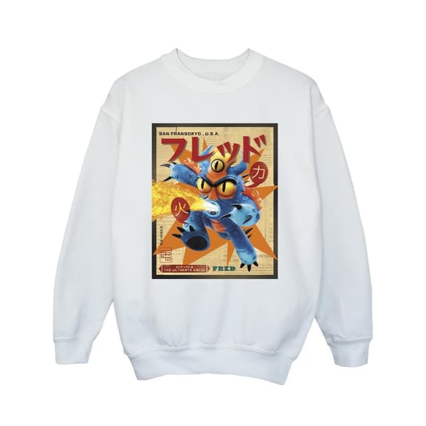 Disney Girls Big Hero 6 Baymax Fred Newspaper Sweatshirt