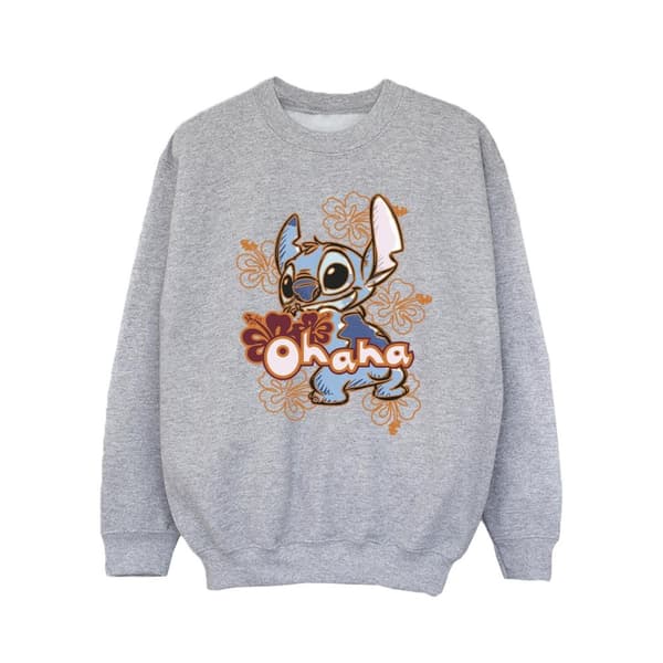 Disney Lilo And Stitch Ohana Orange Hibiscus Sweatshirt för flickor