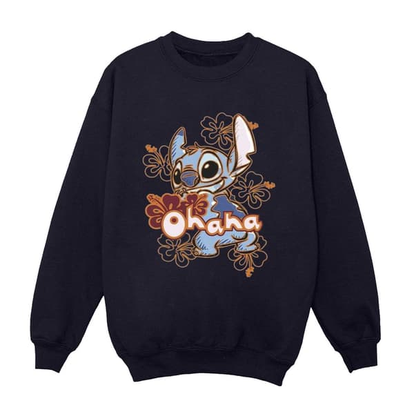 Disney Lilo And Stitch Ohana Orange Hibiscus Sweatshirt för flickor
