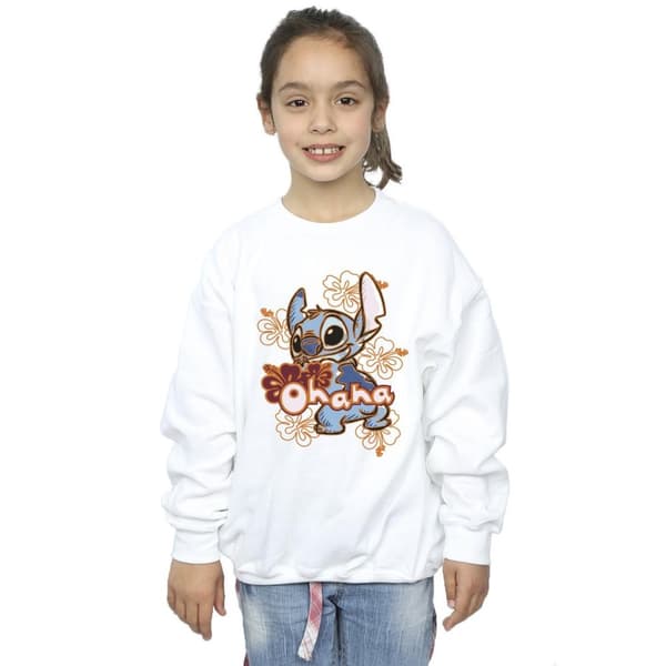 Disney Lilo And Stitch Ohana Orange Hibiscus Sweatshirt för flickor