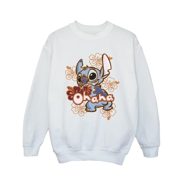 Disney Lilo And Stitch Ohana Orange Hibiscus Sweatshirt för flickor
