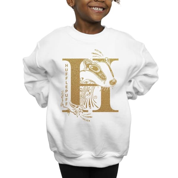Harry Potter Girls Hufflepuff Glitter Sweatshirt